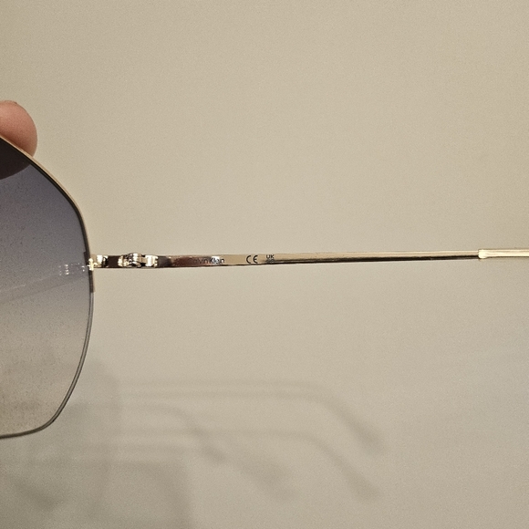 Calvin Klein Gold Aviator Sunglasses w/ Purple Gradient Lenses - Picture 3 of 4